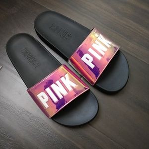Victoria's Secret PINK iridescent slides